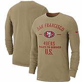 Men's San Francisco 49ers Nike Tan 2019 Salute to Service Sideline Performance Long Sleeve Shirt,baseball caps,new era cap wholesale,wholesale hats